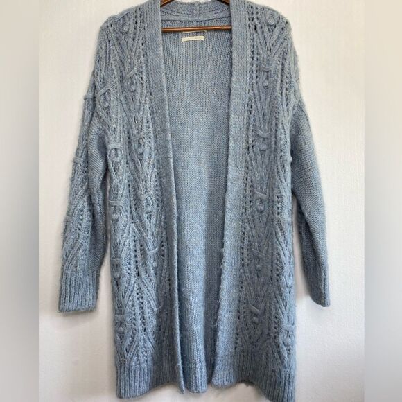 Anthropologie Nuria textured Knit Open Cardigan Dusty blue Size XS - Picture 9 of 10